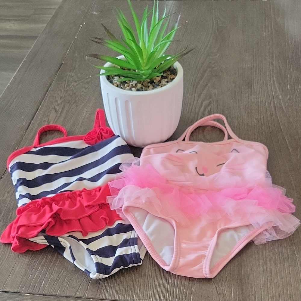 Healthtex One Piece Swimsuit Blue and Pink